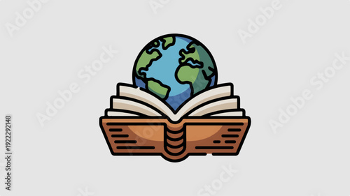 Earth globe on open book education and learning concept symbolizing global knowledge and study