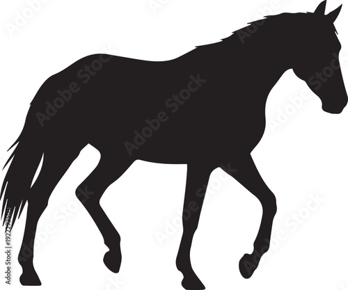 Walking horse animal vector silhouette illustration for farm life and nature design theme