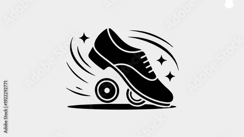 Black sneaker with wheel dynamic motion graphic speed and movement concept fitness and sports