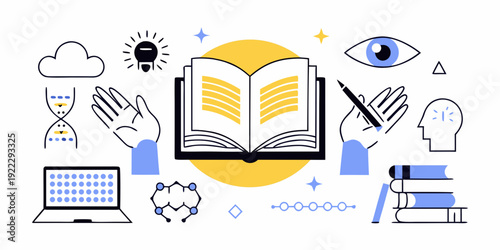 Illustration depicting education learning and the pursuit of knowledge