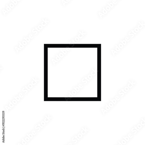 Minimalist black square outline on a pure white background, ideal for basic geometric representation or a versatile placeholder in modern design. A simple, clean, and adaptable graphic element