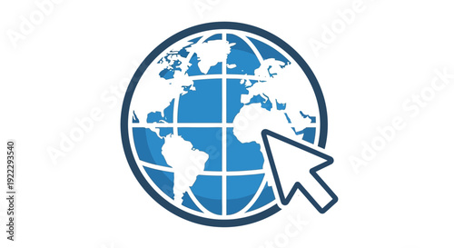 Digital Globe with Cursor Icon Representing Internet Access.
