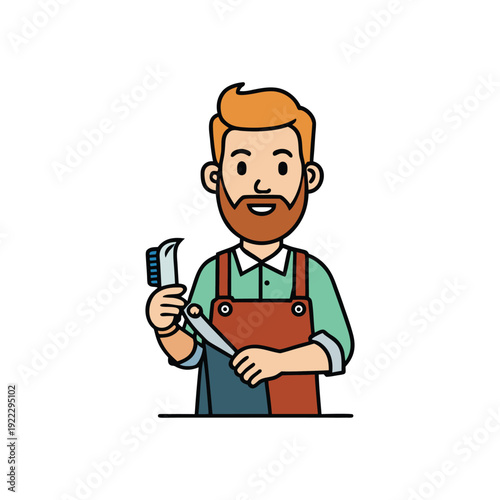 Skilled male barber holding professional grooming tools for Labor Day