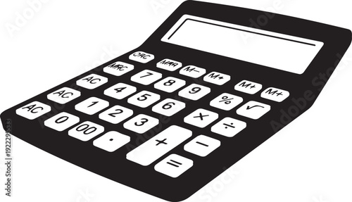 Calculator illustration showing numbers and symbols, isolated on transparent background