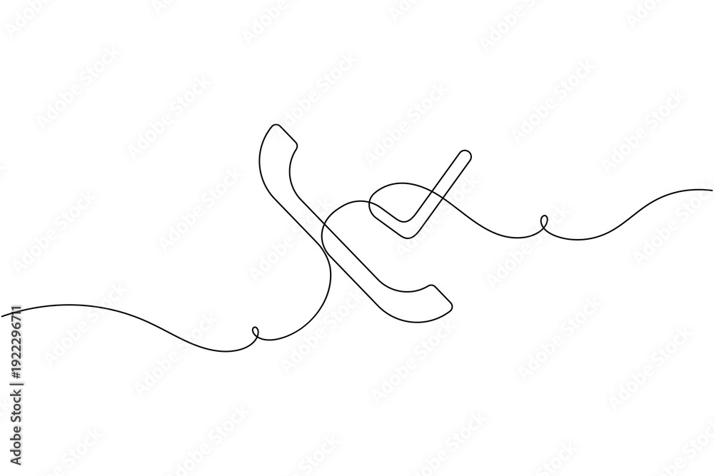 Obraz premium Successful call with approval checkmark sign icon continuous one line drawing on white background minimalist mobile and telephone tick symbol outline vector illustration