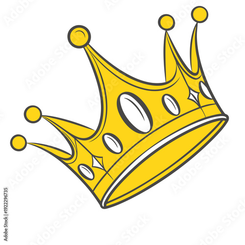 A yellow crown with jewels on a white background Vector