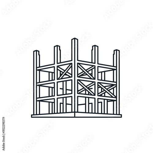 Building Construction Framework Outline Icon. Architectural Development Structure. Real Estate Progress Symbol.
