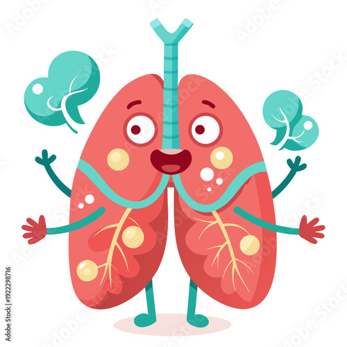 Anthropomorphic lungs with a smiling face