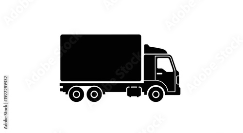 Foto Black silhouette of a delivery truck on a white background.