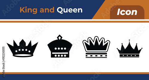 King icon set royal crowns symbols royalty free images