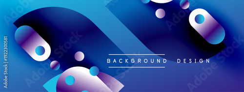 Abstract blue gradient shapes overlap. Modern design features vibrant color transitions, creating dynamic visual effect. Text reads background design.