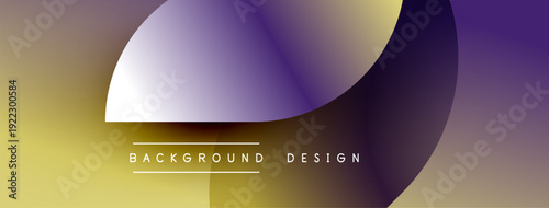 Abstract gradient background. Purple, gold hues blend smoothly. Minimalist design features curved shapes, text elements. Modern aesthetic.