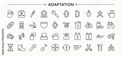 Resources related icon set. Implementation thin ui icons. Outline icons collection. Project line icon set. Vector illustration.