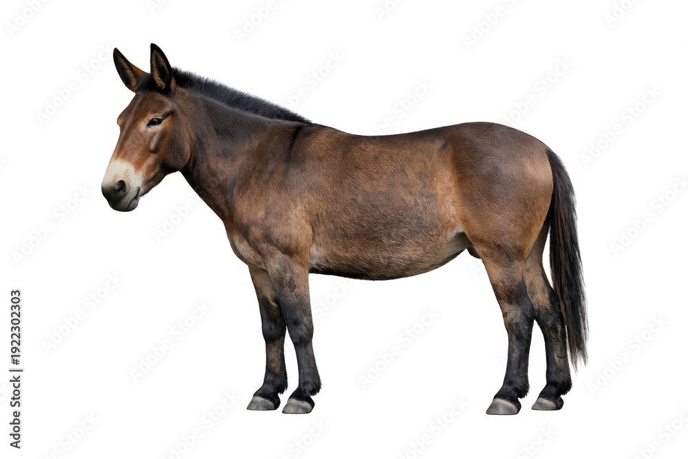 Obraz premium Brown mule standing sideways on transparent background