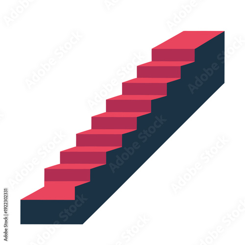 Minimal Gradient Staircase Ascending Upward Progress Concept Line Art Vector illustration