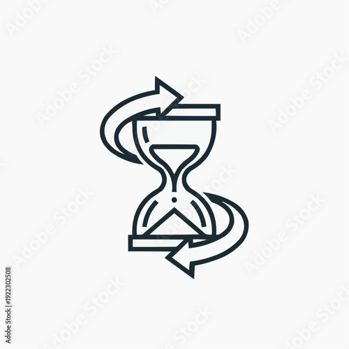 Hourglass with Circular Arrows Icon Representing Time Management, Cycles, and Chronology