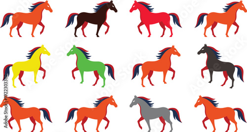 Single decorative horse mascot in a flat vector illustration. Happy Chinese New Year 2027 Symbol.
