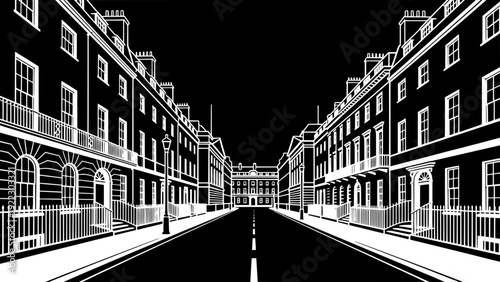 Downing Street London Vector Illustration 