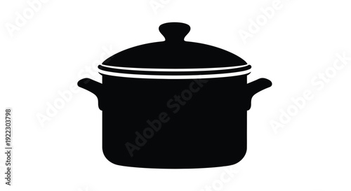 Black pot with a lid a distinctive kitchenware silhouette