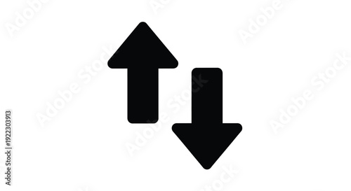 Black arrows pointing up and down a simple graphic silhouette