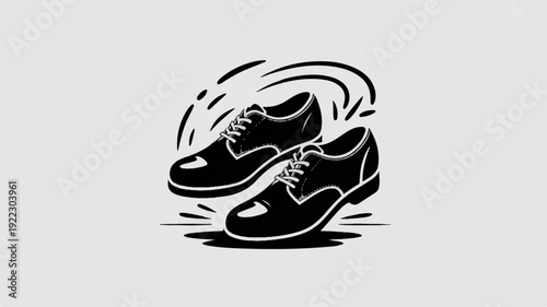 Black running shoes in motion on gray background with speed lines athletic footwear concept