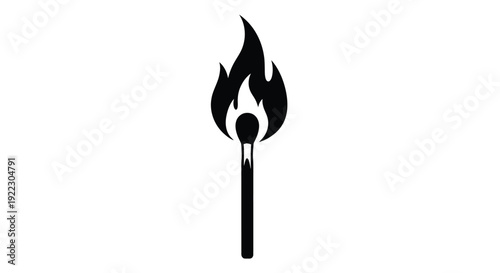 A burning match with a flame depicted as a stark silhouette