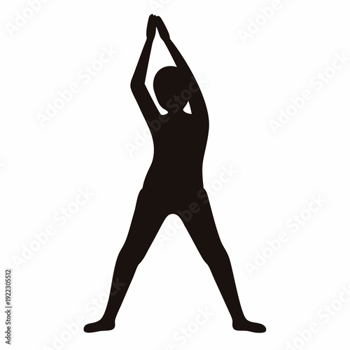 Silhouette of a person in yoga pose with hands above head