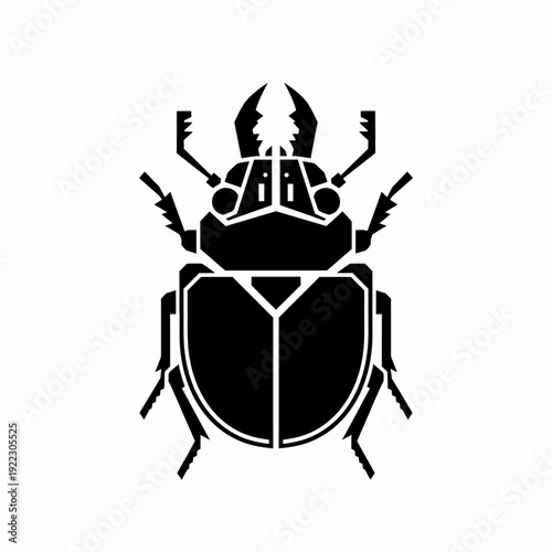 Stylized Black Silhouette of a Stag Beetle Insect.