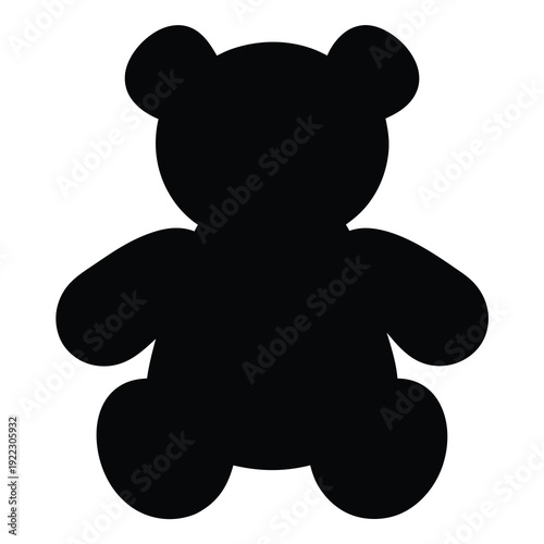 Black Silhouette of a Cute and Cuddly Teddy Bear Stuffed Toy