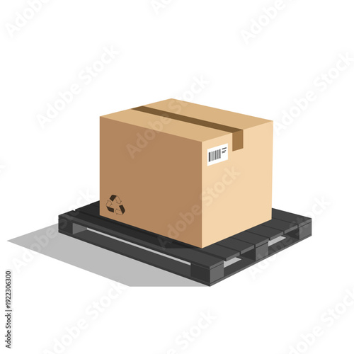 Logistic services. Box and pallet on a white background. Vector illustration