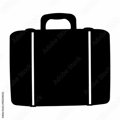 A simple flat black silhouette of a suitcase, briefcase or luggage