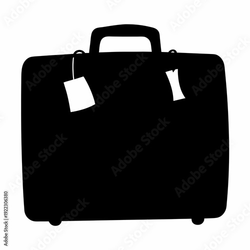 Silhouette of a wheeled suitcase with tags, ready for travel adventures