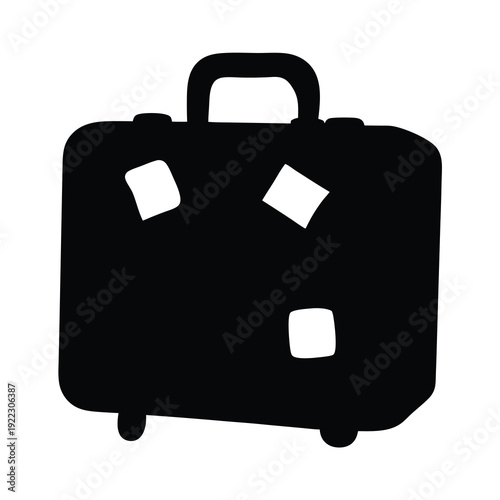 Stylish black suitcase silhouette with stickers suggesting travel and adventure inspiration