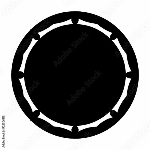 Elegant black and white circular design with decorative border elements and abstract appeal