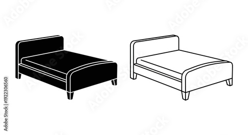 Modern bed frame designs for contemporary bedroom furniture Vector