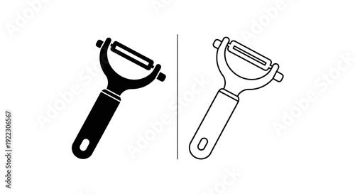 Potato peeler, vegetable peeler, kitchen utensil, cooking tool, peeling tool, black handle, white handle, Vector