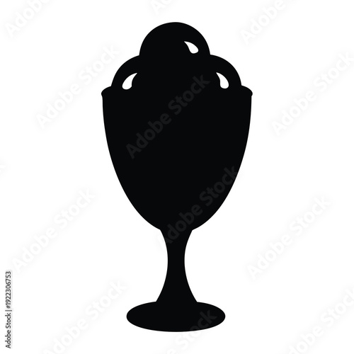Silhouette of Ice Cream Sundae in a Glass Cup, dessert icon