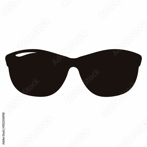 Silhouette of stylish sunglasses with dark lenses on a white background