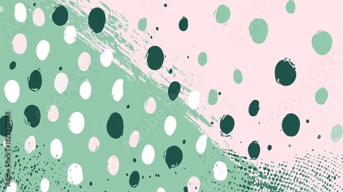 Soft mint green and pink halftone background with gentle gradient, perfect for feminine designs, spring themes, and pastel aesthetics.