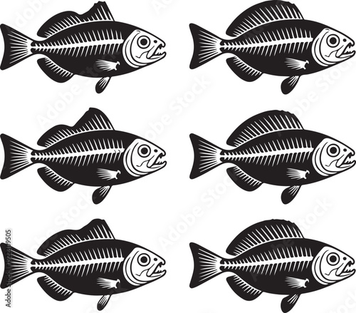 Set of Skeleton fish.