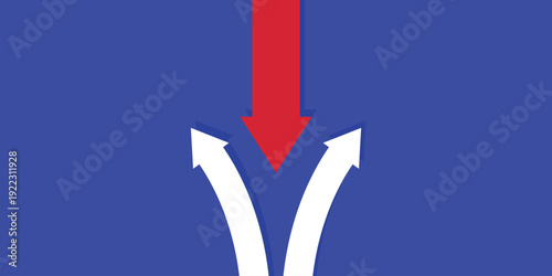 Background arrow showing the direction of the opposite direction or current. Innovation and daring to be different. Banner template
