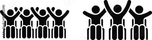 Classroom Participation Outline Icon Set  Students Raising Hands