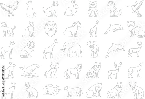 A collection of various animal shapes in a grid