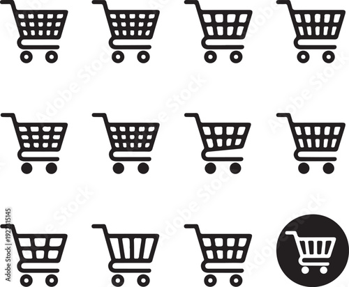 Shopping cart, shopping basket icon set, order button variation illustration, vector material