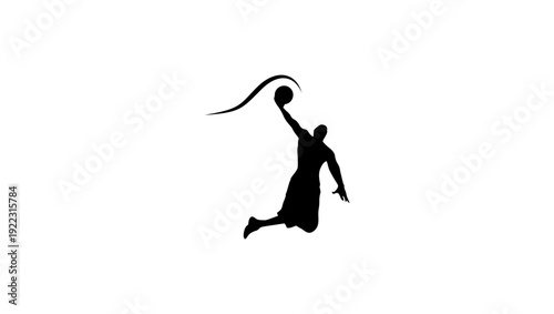 basketball player with ball , black isolated silhouette