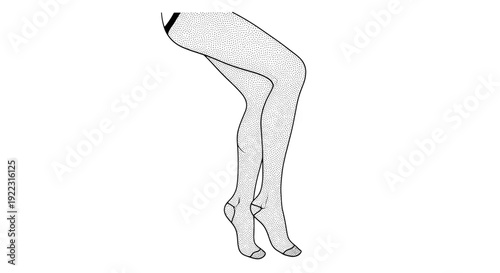 Woman wearing high heels and stockings line art on white background