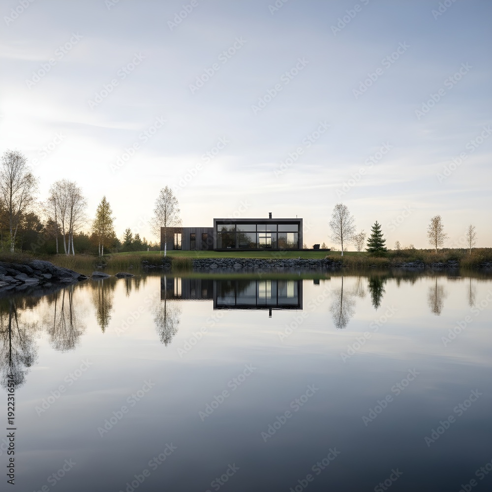 Fototapeta premium Architectural-grade reflection of a modern structure captured in stunning precise detail