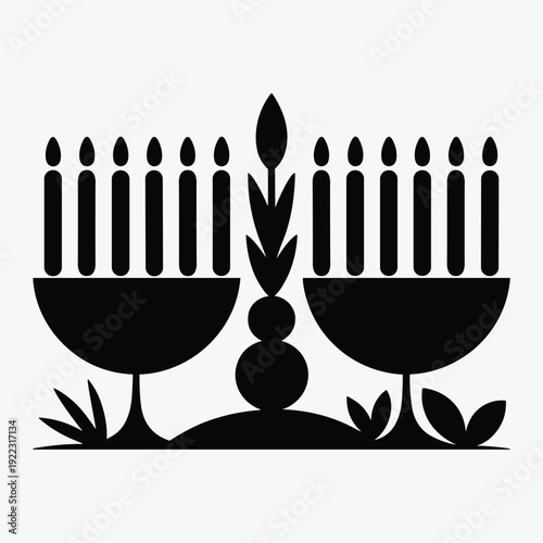 Stunning Hanukkah menorah illustration with candles and flowers
