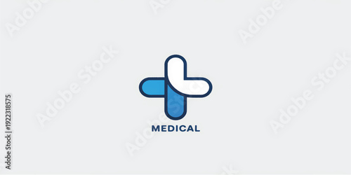 Medical cross symbol with blue and white pills icon design