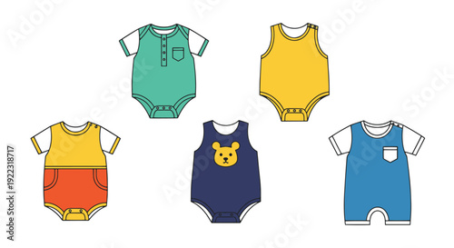 Baby Romper Line art abstract vivid tone vector